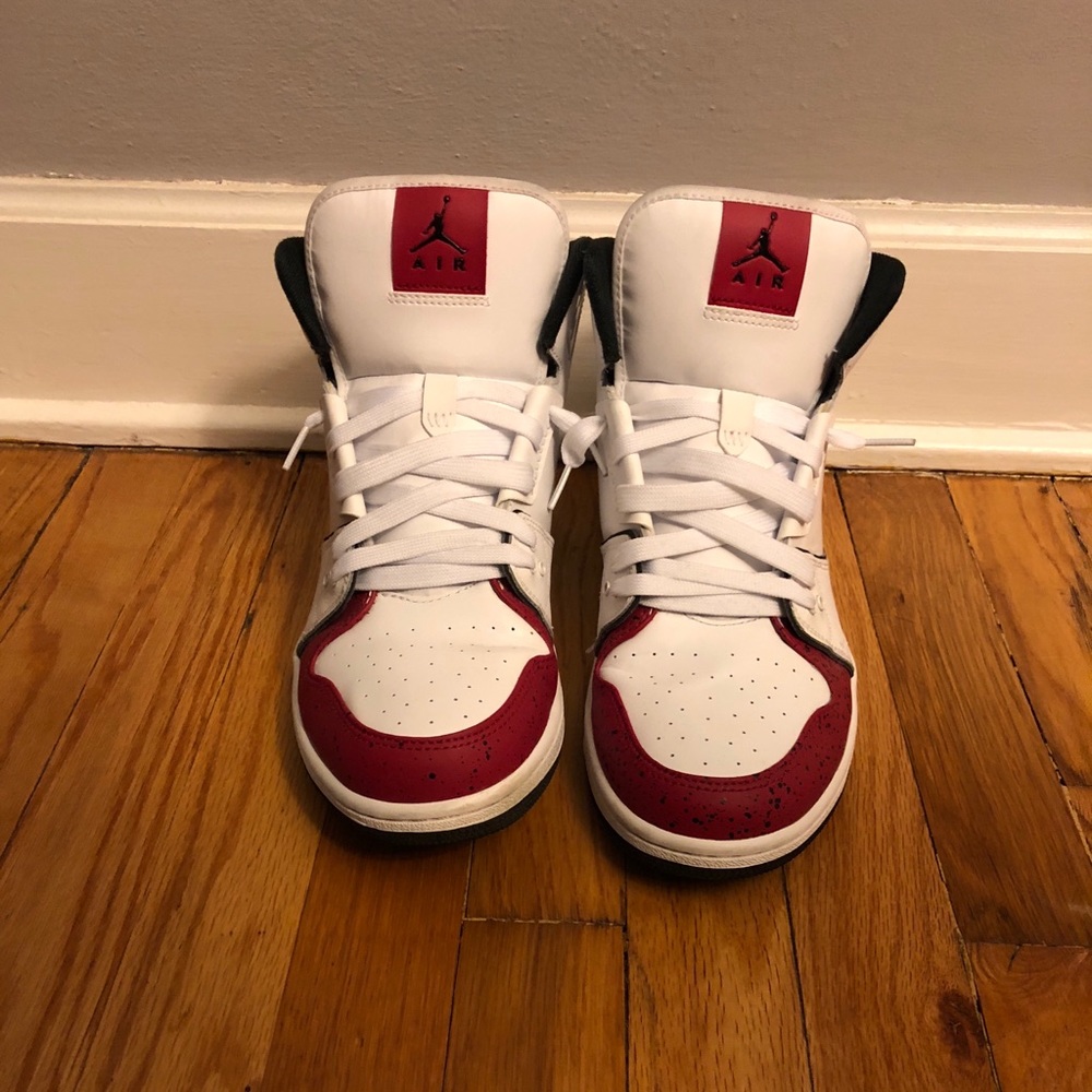 White with red and black accents Jordan’s
